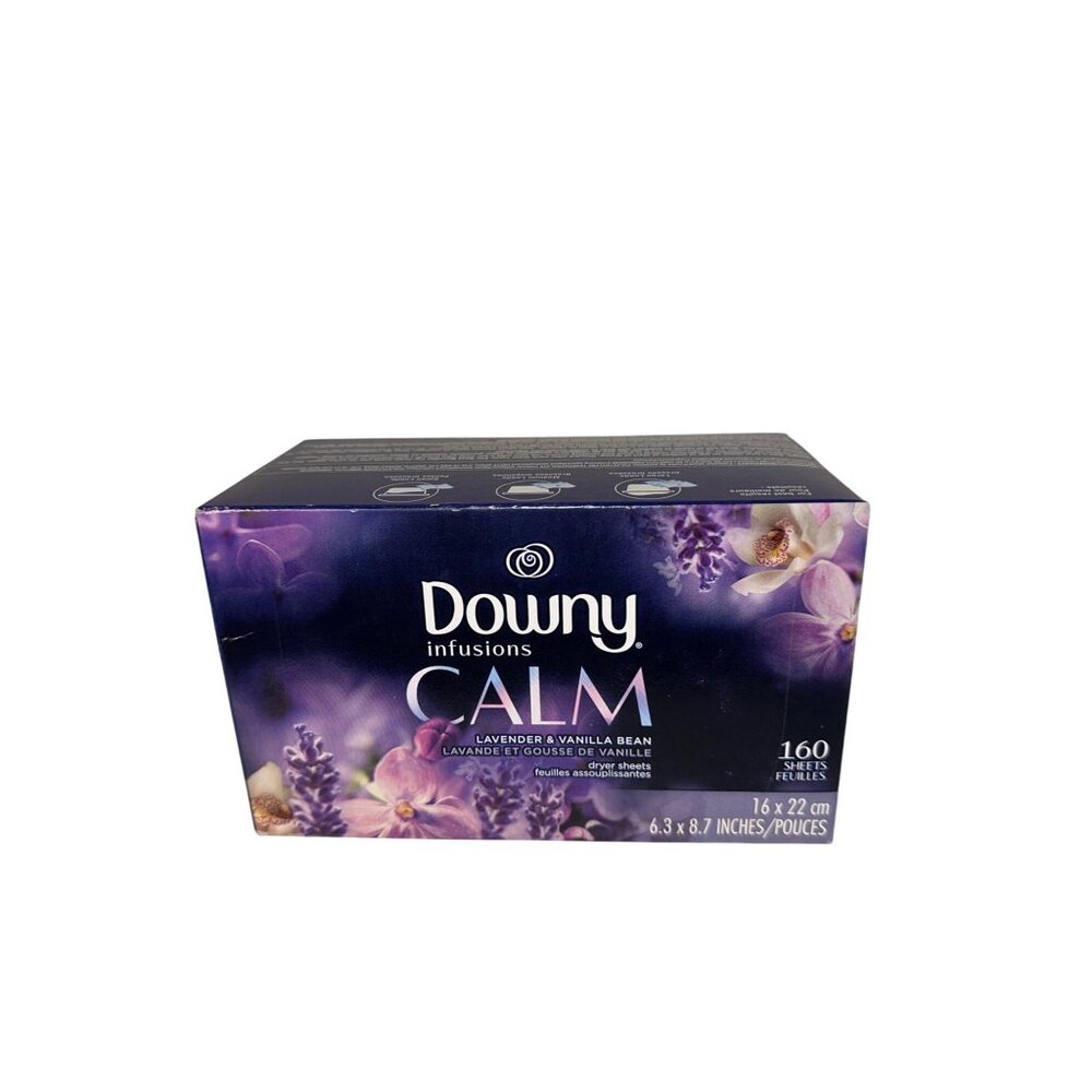 Downy Infusions Calm Dryer Sheets Lavender & Vanilla Bean 160 Count 6.3x8.7 Inch
